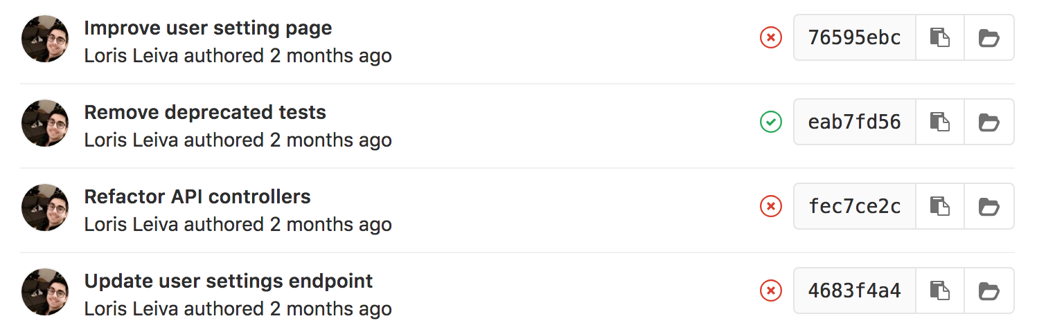 GitLab success and fail pipeline icon