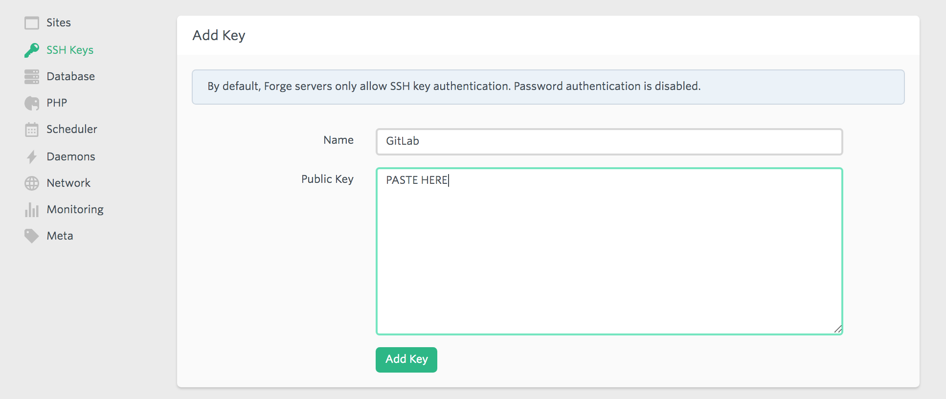 Forge SSH keys