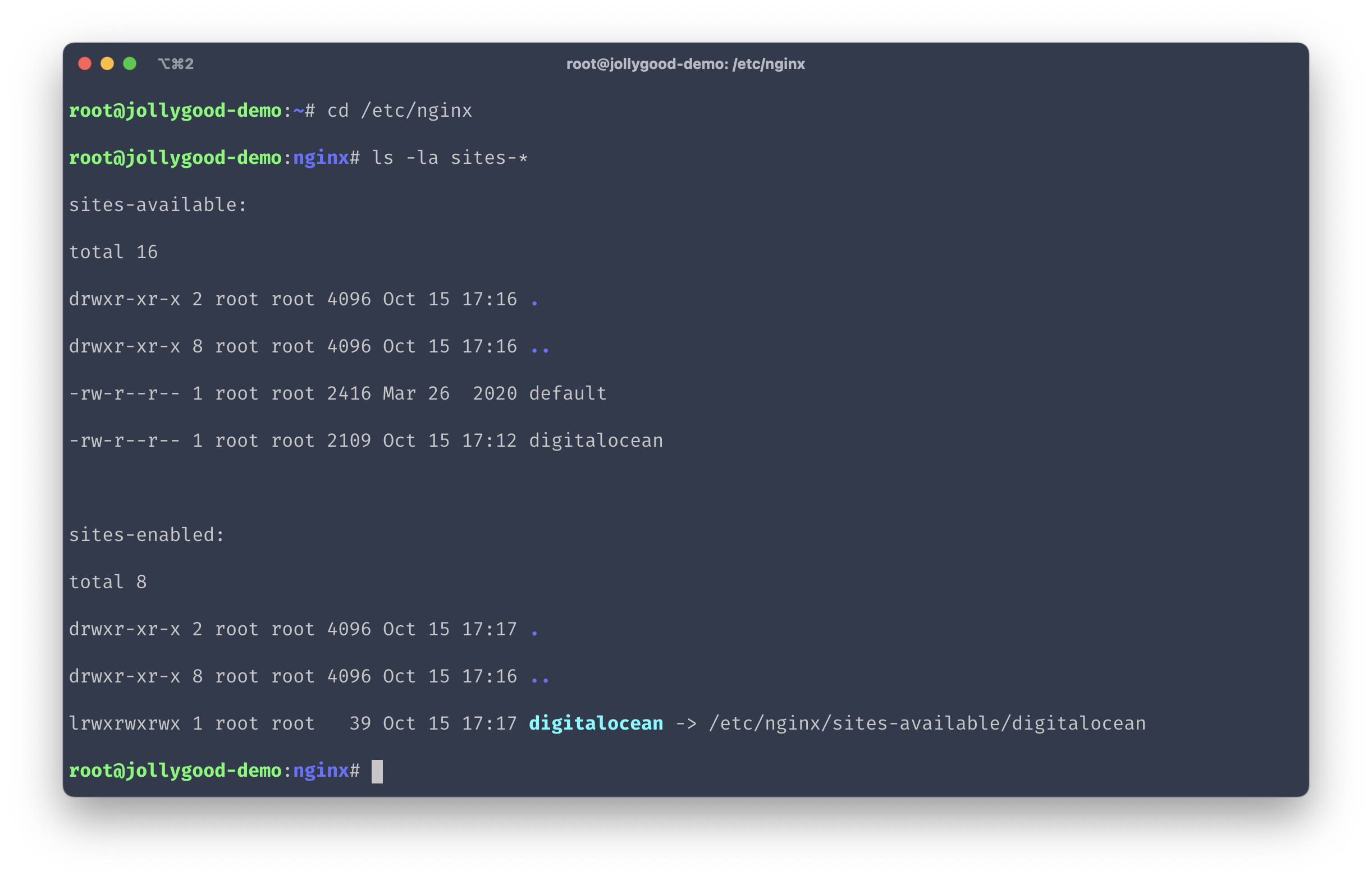 Screenshot of the result of the ls command in the terminal.